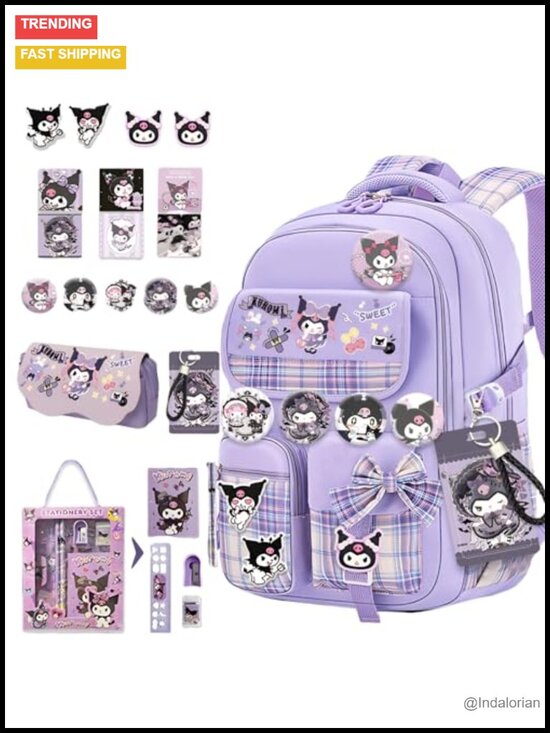 Kawaii Backpack with 22Pcs Accessories Anti-Theft Travel Anime Daypack main image 4